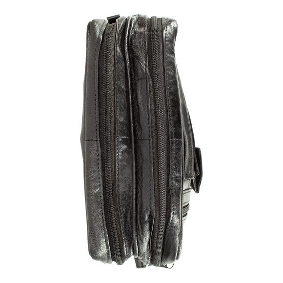 Men Leather Cross Body Bag, Messenge Bag, Travel Organizer Bag, Black - Picture 10 of 14